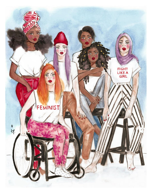 Illustration of group of women of different colors representing women empowerment by tatiana poblah