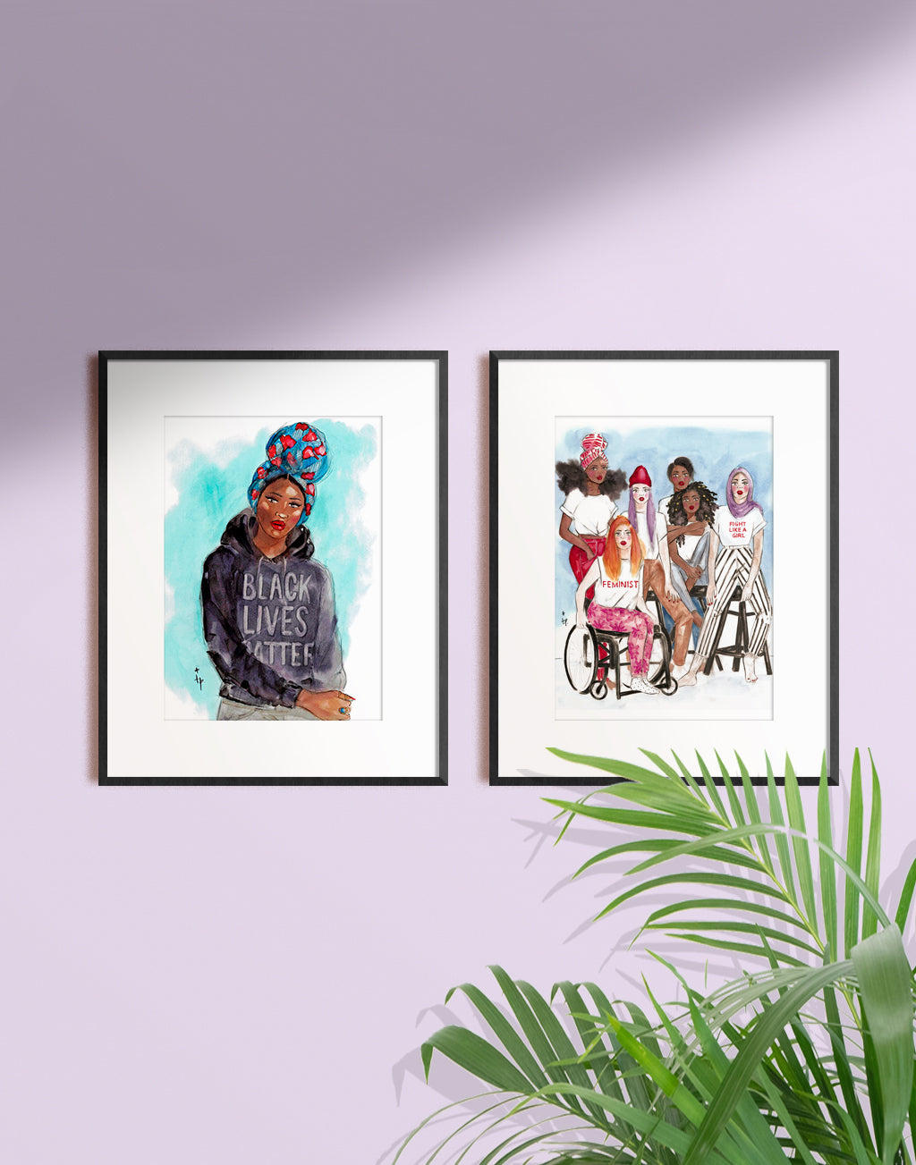 framed illustration of group of different women representing women empowerment by tatiana poblah